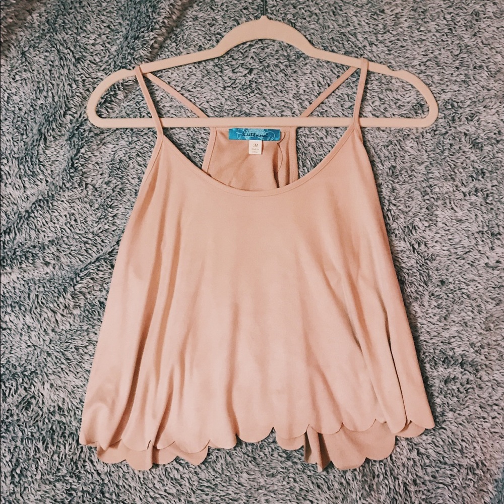 FRANCESCA’S — SUEDE OPEN-BACK TANK - Cream